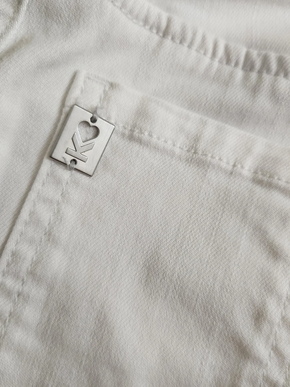 Belle by Kim Gravel White Denim Shorts with Frayed Hem